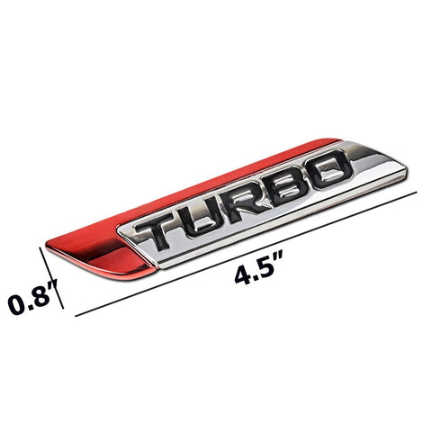 1 Set Sport Red Turbo Badge Car Trunk Lid Side Fenders Body Emblem Nameplate Stickers Univeral Fit
