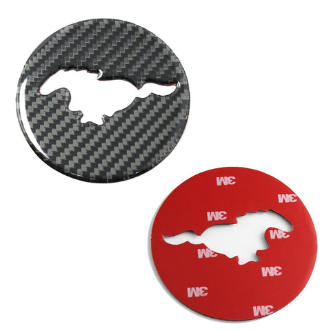 Real Carbon Fiber Steering Wheel Insert Decoration Cover Emblem Sticker for 2015 and up Ford Mustang