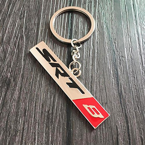 1x HEMI SRT 8 3D Chrome Keychain Ring 3D Key Chain Nameplate Emblem for Mustang Dodge Chrysler