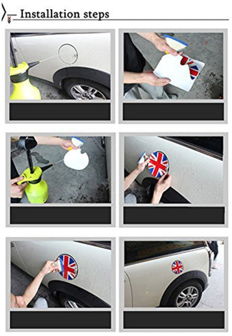 Vinyl Sticker Decal For Mini Cooper Gas Cap Cover Black/White Checkered Union Jack UK Flag
