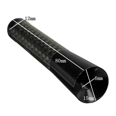 JDM Universal 3" 76mm Black Carbon Fiber Aluminum Car RADIO SCREW-IN Short Antenna Universal Fit