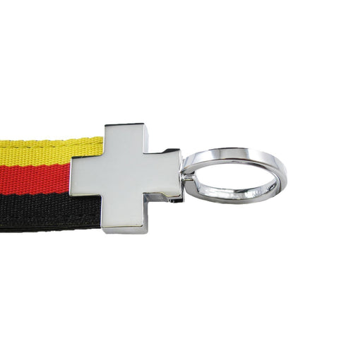 1x Flag Stripe Nylon Band w/ Inner Leather Key Fob Chain Keychain Ring For Audi BMW Mercedes Porsche etc Germany/M-colored/Italian Flag