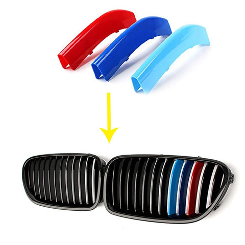 1 set BMW M-Colored Kidney Grille Insert Trim TRI Color M Sport Strips Strips For BMW