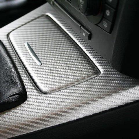 Premium Titanium Silver 3D Twill-Weave Carbon Fiber Style Vinyl Sheet 24" x 48"