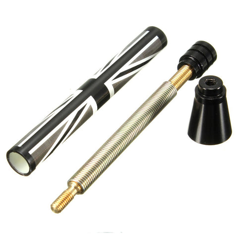 3" Black / Grey Union Jack Flag Theme Short Antenna For MINI Cooper All Models