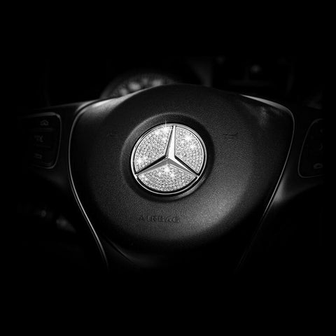 Steering Wheel Center Logo Diamond Emblem Sticker Decoration Direct Fit Mercedes Benz (44mm/49mm)