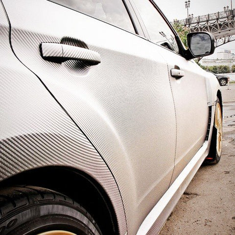 Premium Titanium Silver 3D Twill-Weave Carbon Fiber Style Vinyl Sheet 24" x 48"