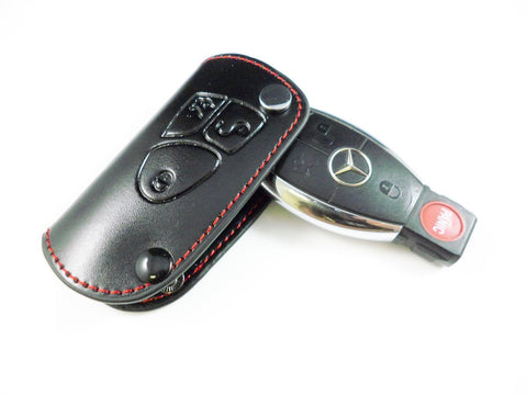 Genuine Leather Carbon Fiber Pattern Key Folding Fob Key Cover Audi Volkswagen Mazda Mercedes-Benz Nissan/Infiniti Kia/Hyundai