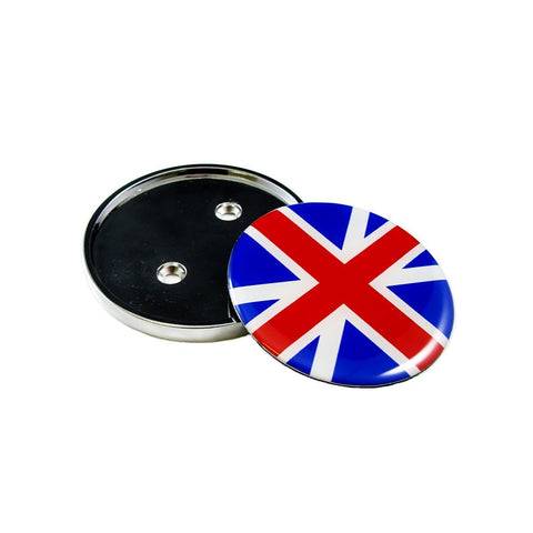 1 Set Front Grill Badge w/ Holder Fit All MINI Cooper R50 R55 R56 R57 R558 R60 UK Flag (Red/Black)