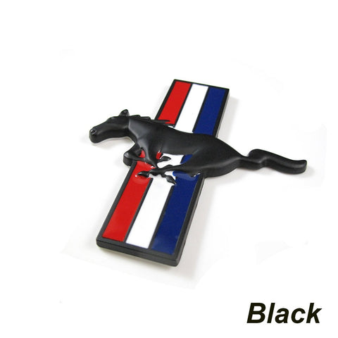 2x Pony Running Horse Tri Bar Emblem Side Fender Door Badge Sticker For Ford Mustang