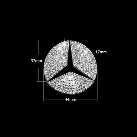Steering Wheel Center Logo Diamond Emblem Sticker Decoration Direct Fit Mercedes Benz (44mm/49mm)
