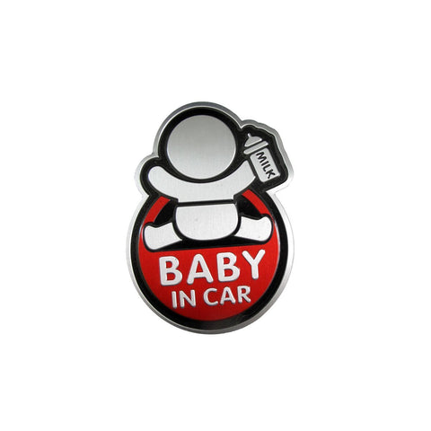 Baby In Car w/ Bottle Warning Signs Funny For Mom Dad Car Window Graphic Vinyl Decals for SUV Truck Car Bumper, Laptop, Wall, Mirror, Motorcycle