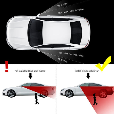 Stick On Rear View Blind Spot Wide Angle Mirrors for Car Truck SUVs Motorcycle