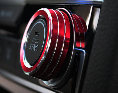 2x Red/Silver Anodized Aluminum AC Climate Control Ring Knob Covers For 16-up Honda Civic