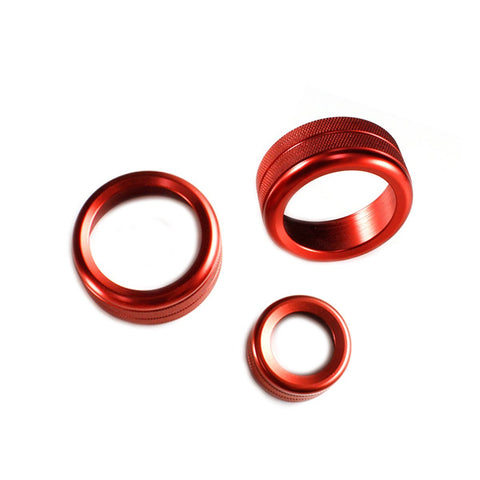 3pcs Red/Silver AC Climate Control Radio Volume Knob Ring Covers For BMW 1 2 3 3GT 4 Series