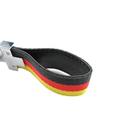 1x Flag Stripe Nylon Band w/ Inner Leather Key Fob Chain Keychain Ring For Audi BMW Mercedes Porsche etc Germany/M-colored/Italian Flag