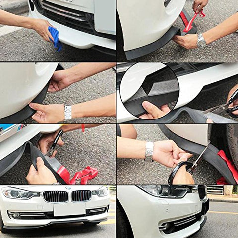 1x Front Bumper Lip Universal Splitter Chin Spoiler Racing Sporty Body Kit Trim (8ft)