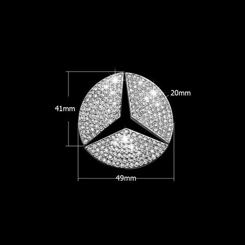 Steering Wheel Center Logo Diamond Emblem Sticker Decoration Direct Fit Mercedes Benz (44mm/49mm)