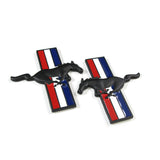 2x Pony Running Horse Tri Bar Emblem Side Fender Door Badge Sticker For Ford Mustang