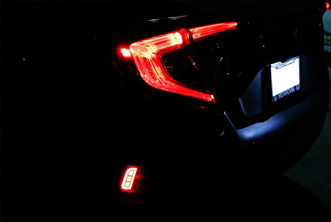 2x Add-on Rear Bumper Marker Reflector Red LED Lights For 2016-18 Honda Civic Sedan