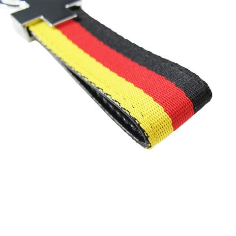 1x Flag Stripe Nylon Band w/ Inner Leather Key Fob Chain Keychain Ring For Audi BMW Mercedes Porsche etc Germany/M-colored/Italian Flag