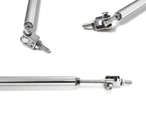 Adjustable 6"-9" / 8"-11" / 10"-13" Front Bumper Lip Splitter Diffuser Strut Rod Tie Bars Fit Most Vehicles, Black / Red / Blue / Silver