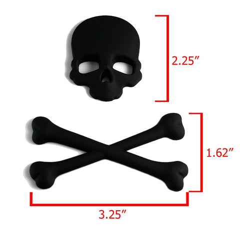 Cross Bones Skull Skeleton Matte Black Metal 3D Emblem Badge Sticker Decal For Car, SUV, Truck, Off Road, Motorcycle, Cruise, Boat