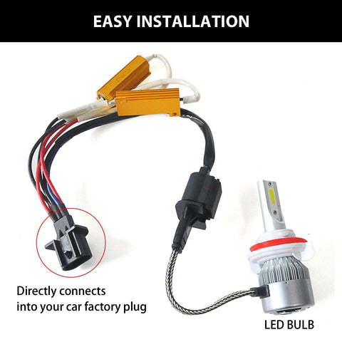 2pcs H13 9008 LED Load Resistor Kit HID Relay Harness Decoder CAN-bus Anti Flicker Hyper Flash Wiring Canceler