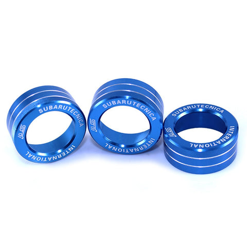3x AC Climate Control Radio Volume Knob Ring Covers Trim for Subaru WRX STI Blue/Red