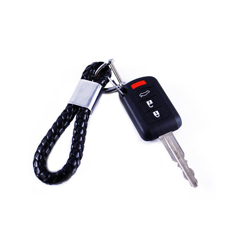 Braided PU Leather Strap Key Chain Ring Universal Fits Car Office Home Keys Fob Keychain Holder