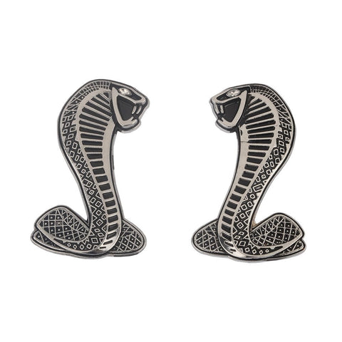 2x Cobra Snake Emblem Chrome Metal Door Fender Badge Stickers for Ford Mustang Shelby