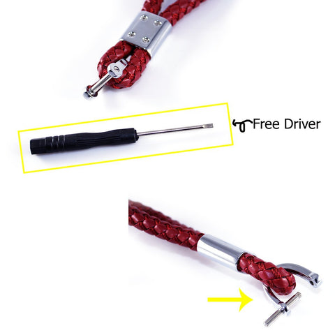 Braided PU Leather Strap Key Chain Ring Universal Fits Car Office Home Keys Fob Keychain Holder