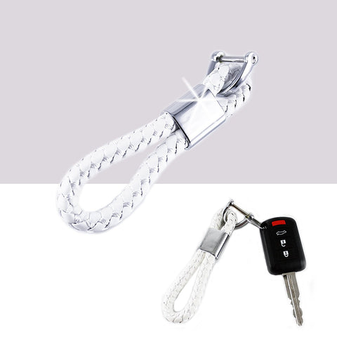 Braided PU Leather Strap Key Chain Ring Universal Fits Car Office Home Keys Fob Keychain Holder