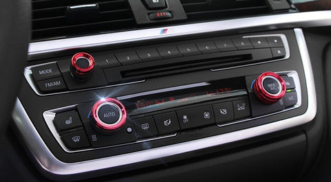 3pcs Red/Silver AC Climate Control Radio Volume Knob Ring Covers For BMW 1 2 3 3GT 4 Series