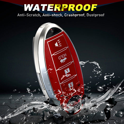 Red Remote Key Fob Shell Cover Case Protector w/Keychain For Nissan Altima Maxima Sentra