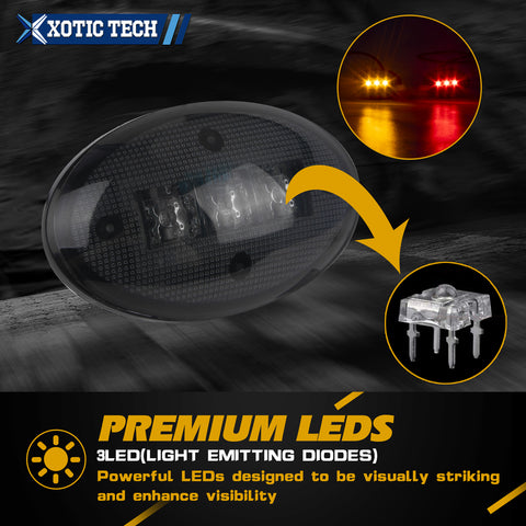 Smoked LED Fender Side Marker Light Exact Fit, Compatible with 1999-2014 Ford F250 F350 F450 Super Duty, Front Amber/Rear Red, 4pcs (Replace part # 8C3Z15442B F81Z15442CA)