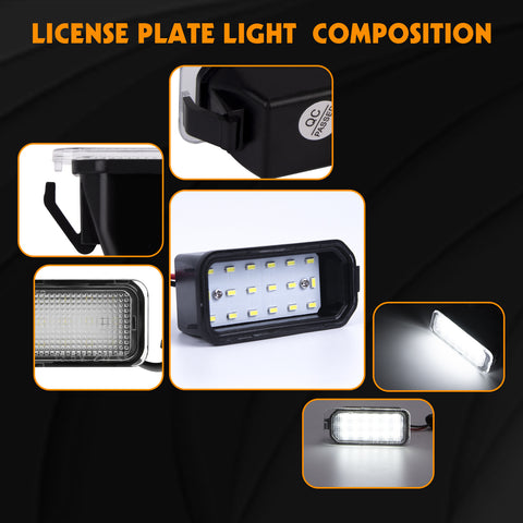 Pair OE fit LED License Plate Light Lamps Error Free Compatible with Ford Edge CMAX Ranger or Jaguar XJ XF, 18-SMD Xenon White (Replace Part# 6M2Z13550A 6M2Z-13550-A C2D16179 FO2875100)