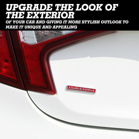 2pcs Universal Limited Edition Logo Emblem Metal Badge Sticker Decal for Side Fender Trunk Compatible with Most Cars (9.5cm x 1.5cm Red)