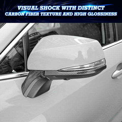 Exterior Rearview Side Mirror Strip Cover Trim Set For Toyota RAV4 2019-2024, Carbon Fiber Pattern