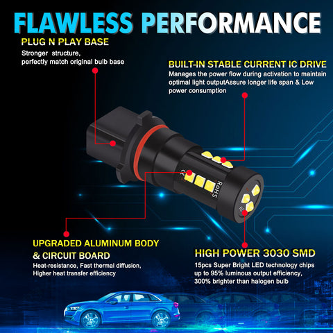 For Chevy Camaro 10-15 LED Bulb Daytime Running Light 6000K White P13W Fog Lamp