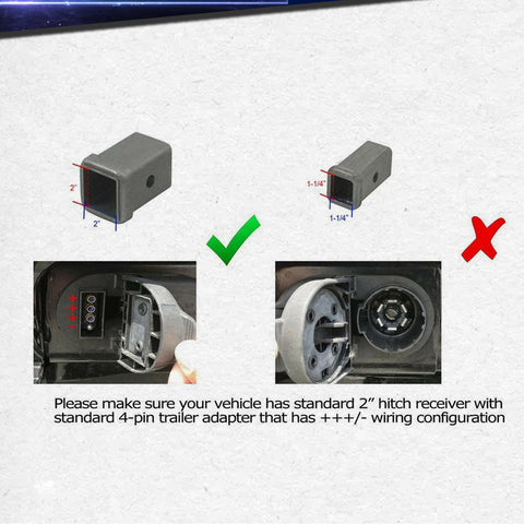 15-LED Red Lens Tow Hitch Receiver Brake Tail Light w/ Adapter For Truck 2"