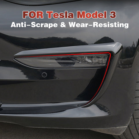 Front Fog Light Lamp Eyebrow Cover Trim Compatible With Tesla Model 3 2017-20232pcs (Glossy Black)