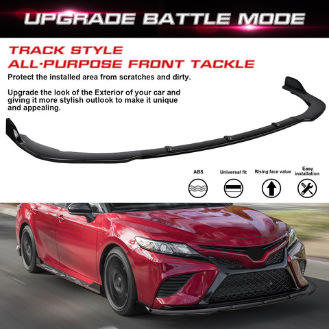 Front Bumper Spoiler Compatible For Toyota Camry 2018-2024 SE XSE Front Bumper Lip Chin Spoiler Splitter Diffuser Protector Guard Gloss Black 3pcs Decoration Trim