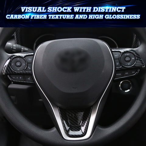 Inner Steering Wheel Cover Trim Kit For Toyota RAV4 2019-2024, Carbon Fiber Texture