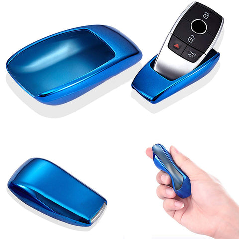Blue \ Black \ Gold \ Red \ Silver \ Rose Gold Chrome Finish TPU Key Fob Protective Cover Case For Mercedes-Benz 2017 2018 E-Class Sedan E300 E400 E43 AMG etc