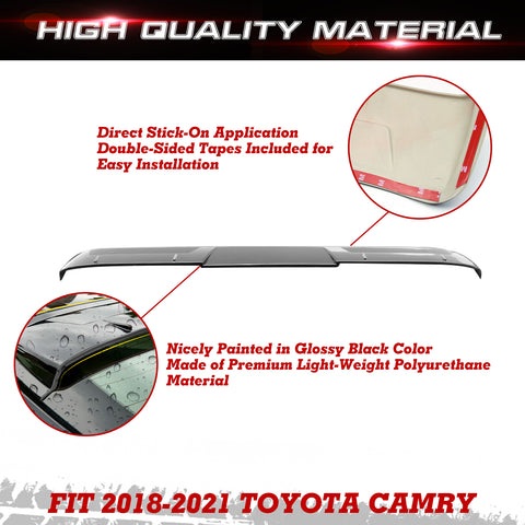 Glossy Black V Style Rear Roof Window Windshield Deflector Spoiler Visor Decoration Cover Trim For 2018-2024 Toyota Camry