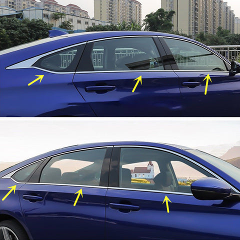 6pcs Stainless Steel Car Window Lower Bottom Frame Cover Molding Trim for Honda Accord 10th 2018 2019