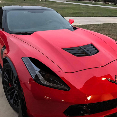 Styling Headlight Eyebrow Eyelid Cover Trim Decal Overlays Sticker for Chevy Corvette 2014-2019, Glossy Black / Glossy Red / Glossy White