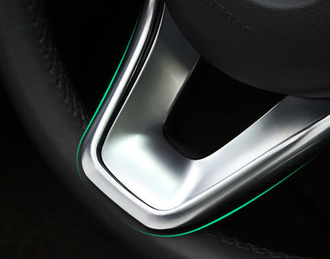 Xotic Tech Carbon Fiber Pattern/ Silver Chrome Steering Wheel Panel Cover Sticker for Mercedes Benz C E GLC 2014- 2017