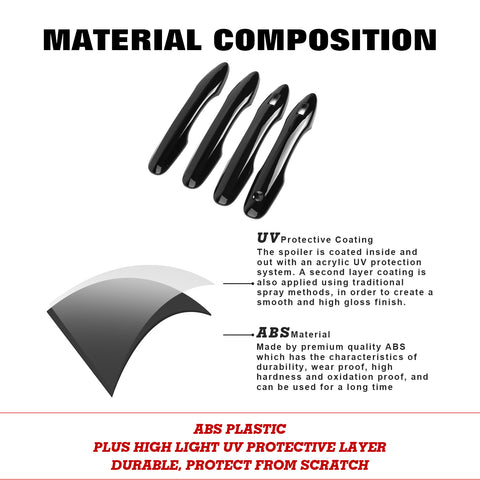 Gloss Black Door Handle Overlay Cover Trim For Toyota Camry Avalon Prius Corolla